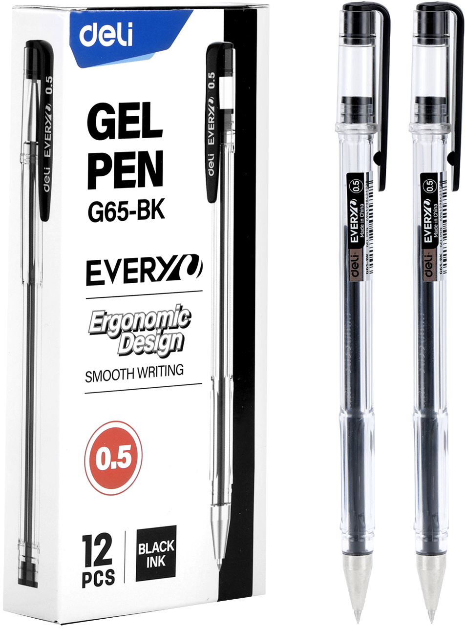 Ручка гелев. Deli EveryU EG65-BK прозрачный d=0.5мм черн. черн.
