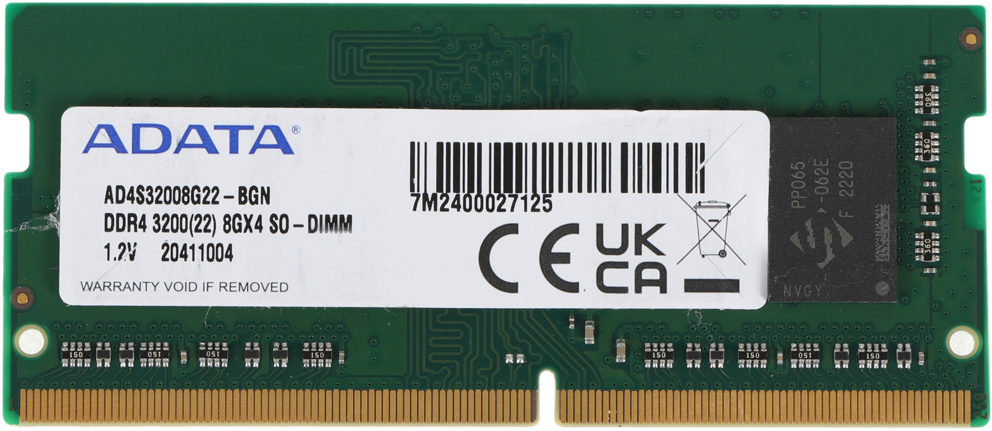 Память DDR4 8GB 3200MHz A-Data AD4S32008G22-BGN OEM PC4-25600 CL22 SO-DIMM 260-pin 1.2В single rank OEM
