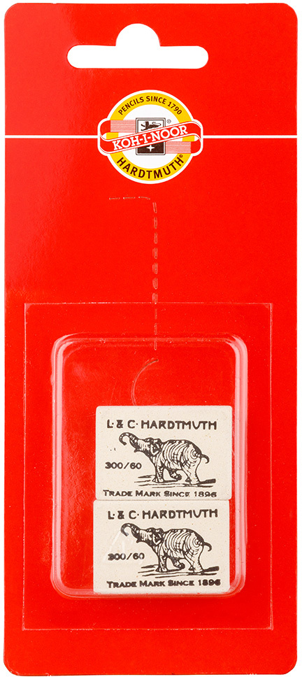 Ластик Koh-I-Noor Elefant 300/60 0300060020BL прямоугольный каучук белый блистер (2шт)