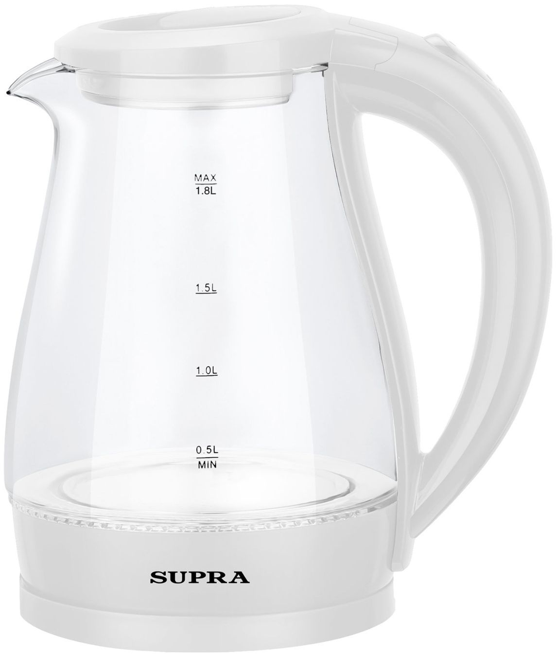 Чайник электрический Supra KES-1856G 1.8л. 1500Вт белый/прозрачный корпус: стекло/пластик