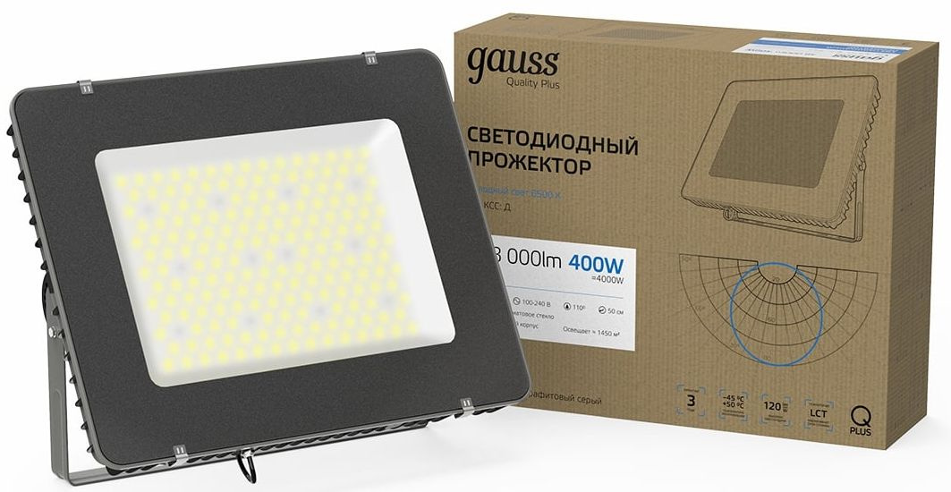 Прожектор уличный Gauss Qplus 690511400 светодиодный 400Втсерый