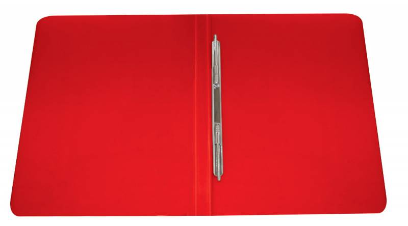 Папка метал.пруж.скоросш. Бюрократ -PZ05PRED A4 пластик 0.5мм торц.наклейка красный