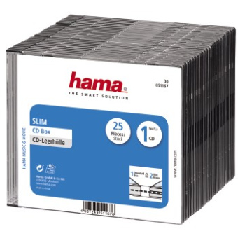 Коробка Hama на 1CD/DVD H-51167 Slim Box прозрачный (упак.:25шт) - купить недорого с доставкой в интернет-магазине