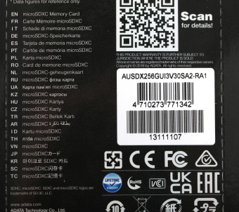 Флеш карта microSDHC 256Gb Class10 A-Data AUSDX256GUI3V30SA2-RA1 Premier Pro + adapter - купить недорого с доставкой в интернет-магазине