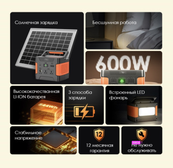 Мобильный аккумулятор Itel Solar Generator 600(ISG-65) 150000mAh 5A черный/оранжевый - купить недорого с доставкой в интернет-магазине