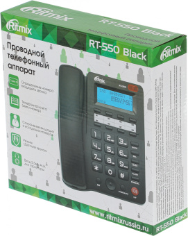Телефон проводной Ritmix RT-550 черный - купить недорого с доставкой в интернет-магазине