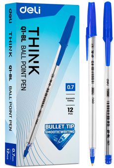 Ручка шариков. Deli Think EQ1-BL син. черн. линия 0.7мм - купить недорого с доставкой в интернет-магазине