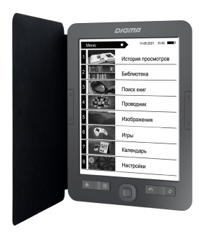 Электронная книга Digma X1 6" E-ink HD Pearl 1024x758 Touch Screen 600MHz/4Gb/microSDHC/подсветка дисплея темно-серый - купить недорого с доставкой в интернет-магазине