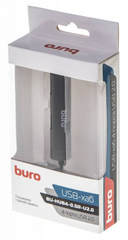 Разветвитель USB 2.0 Buro BU-HUB4-0.5R-U2.0 4порт. черный - купить недорого с доставкой в интернет-магазине