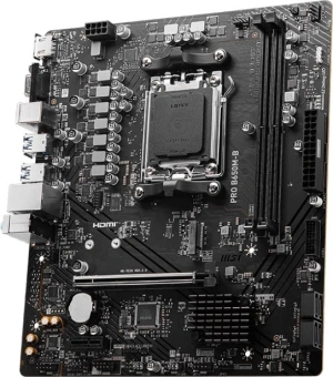 Материнская плата MSI PRO B650M-B SocketAM5 AMD B650 2xDDR5 mATX AC`97 8ch(7.1) 2.5Gg RAID+VGA+HDMI - купить недорого с доставкой в интернет-магазине