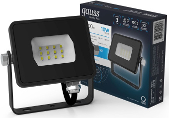 Прожектор уличный Gauss Qplus 613511310 светодиодный 10Втчерный - купить недорого с доставкой в интернет-магазине