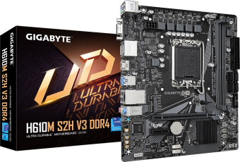 Материнская плата Gigabyte H610M S2H V3 DDR4 Soc-1700 Intel H610 2xDDR4 mATX AC`97 8ch(7.1) GbLAN+VGA+HDMI+DP - купить недорого с доставкой в интернет-магазине