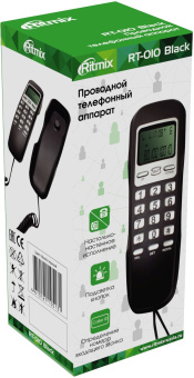 Телефон проводной Ritmix RT-010 черный - купить недорого с доставкой в интернет-магазине