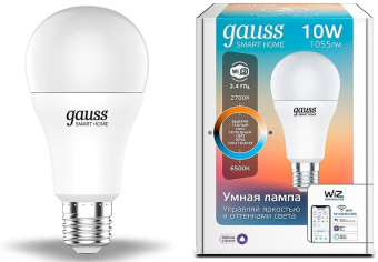 Умная лампа Gauss IoT Smart Home E27 10Вт 1055lm Wi-Fi (упак.:1шт) (1080112) - купить недорого с доставкой в интернет-магазине