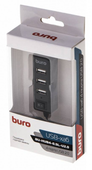 Разветвитель USB 2.0 Buro BU-HUB4-0.5L-U2.0 4порт. черный - купить недорого с доставкой в интернет-магазине