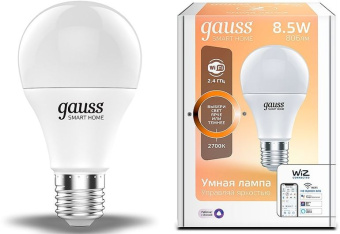 Умная лампа Gauss IoT Smart Home E27 8.5Вт 806lm Wi-Fi (упак.:1шт) (1050112) - купить недорого с доставкой в интернет-магазине