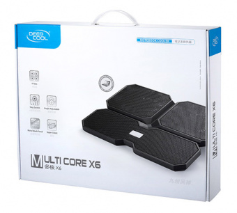 Подставка для ноутбука Deepcool MULTI CORE X6 (MULTICOREX6) 15.6"380x295x24мм 24дБ 2xUSB 4x 900г черный - купить недорого с доставкой в интернет-магазине