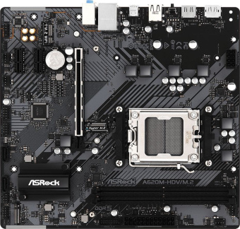Материнская плата Asrock A620M-HDV/M.2 SocketAM5 AMD A620 2xDDR5 mATX AC`97 8ch(7.1) GbLAN RAID+HDMI+DP - купить недорого с доставкой в интернет-магазине