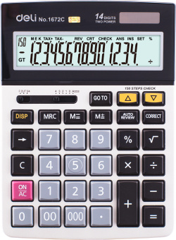 Калькулятор настольный Deli E1672C серебристый 14-разр. - купить недорого с доставкой в интернет-магазине