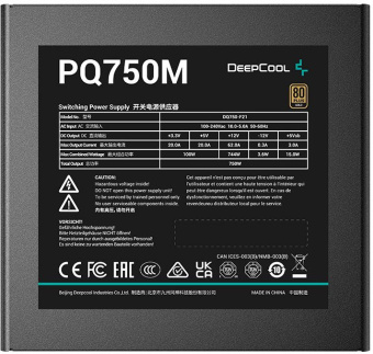 Блок питания Deepcool ATX 750W PQ750M 80+ gold (20+4pin) APFC 140mm fan 4xSATA RTL - купить недорого с доставкой в интернет-магазине
