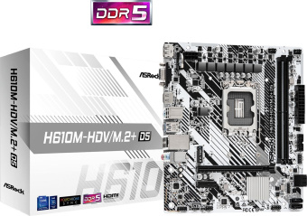 Материнская плата Asrock H610M-HDV/M.2+ D5 Soc-1700 Intel H610 2xDDR5 mATX AC`97 8ch(7.1) GbLAN+VGA+HDMI+DP - купить недорого с доставкой в интернет-магазине