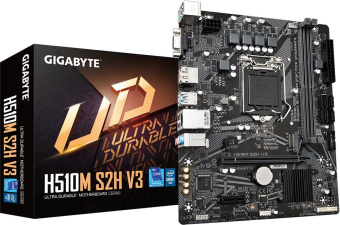 Материнская плата Gigabyte H510M S2H V3 Soc-1200 Intel H470 2xDDR4 mATX AC`97 8ch(7.1) GbLAN+VGA+HDMI+DP - купить недорого с доставкой в интернет-магазине