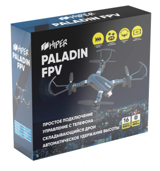 Квадрокоптер Hiper HQC-0031 Paladin FPV 0.3Mpix 480р WiFi ПДУ черный/серый - купить недорого с доставкой в интернет-магазине