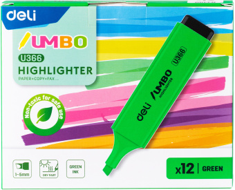 Текстовыделитель Deli EU366-GN Jumbo скошенный пиш. наконечник 1-5мм зеленый - купить недорого с доставкой в интернет-магазине