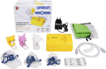 Ингалятор Omron NE-C24 Kids (NE-C801S-KDRU) компрессорный стационарный желтый - купить недорого с доставкой в интернет-магазине