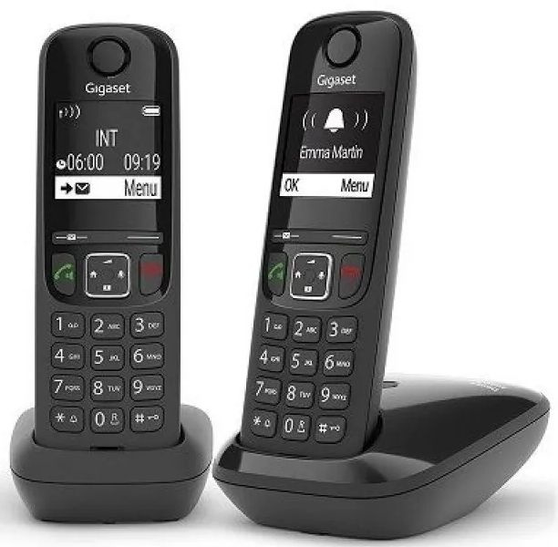 Р/Телефон Dect Gigaset AS690 DUO RUS черный (труб. в компл.:2шт) АОН