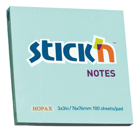 Блок самоклеящийся бумажный Stick`n 21149 76x76мм 100лист. 70г/м2 пастель голубой
