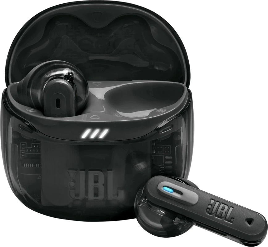 Гарнитура вкладыши JBL Tune Flex 2 Ghost Edition прозрачный/черный беспроводные bluetooth в ушной раковине (JBLTFLEX2GBLK)