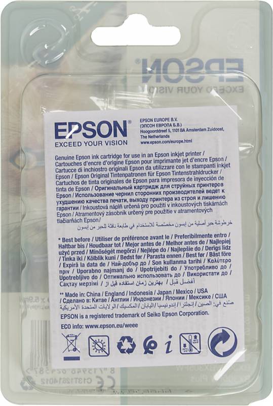 Картридж струйный Epson T1281 C13T12814012 черный (185стр.) (5.9мл) для Epson S22/SX125