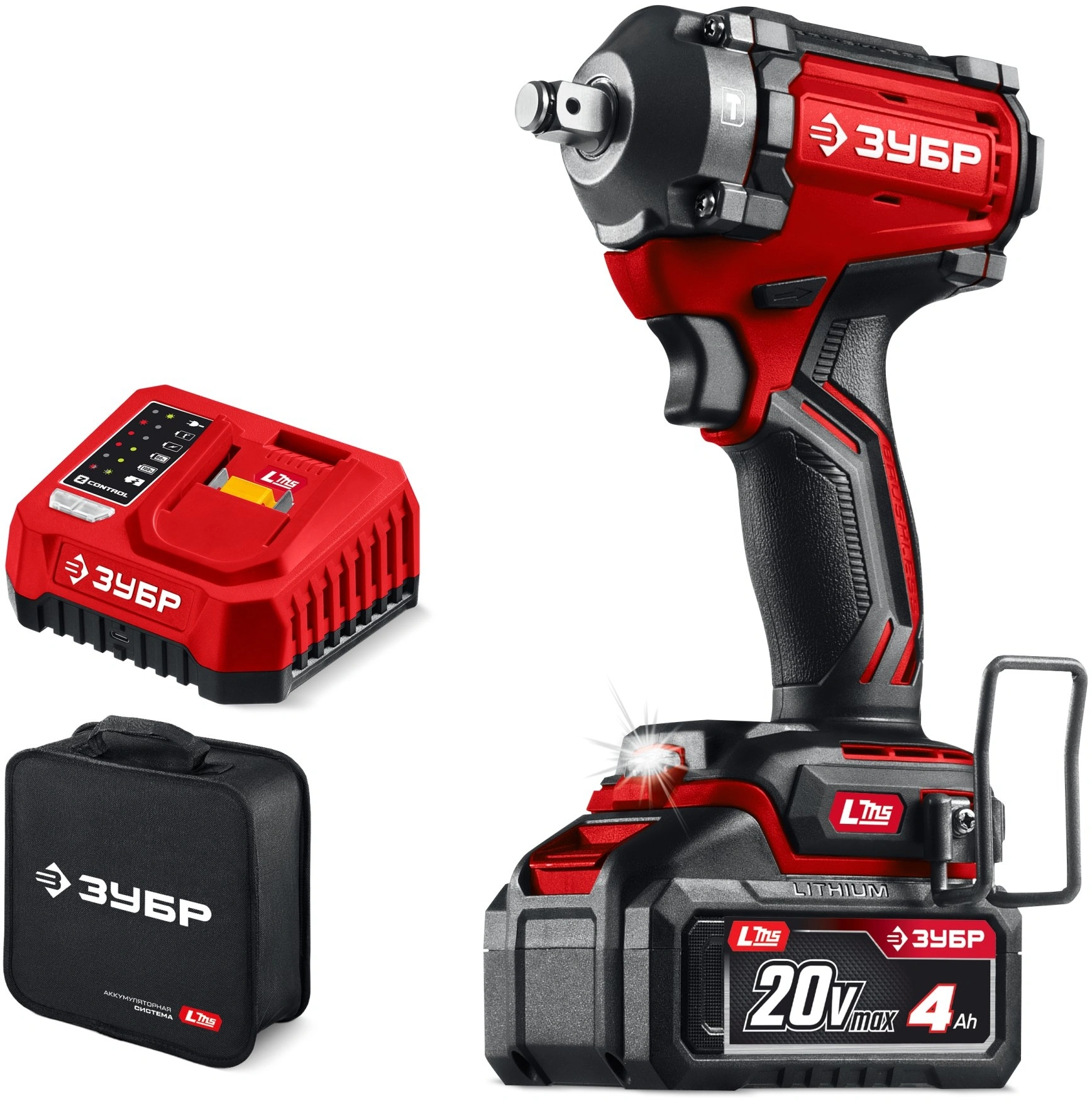 Гайковерт Зубр ГБУ-500-41 40Вт аккум. патрон:квад.1/2"