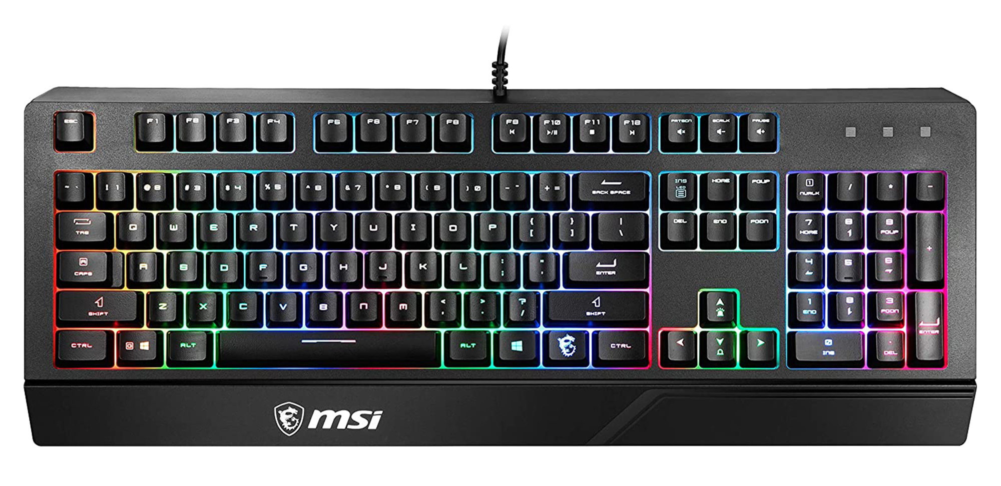 Клавиатура MSI Vigor GK20 RU черный USB Multimedia for gamer LED (подставка для запястий)