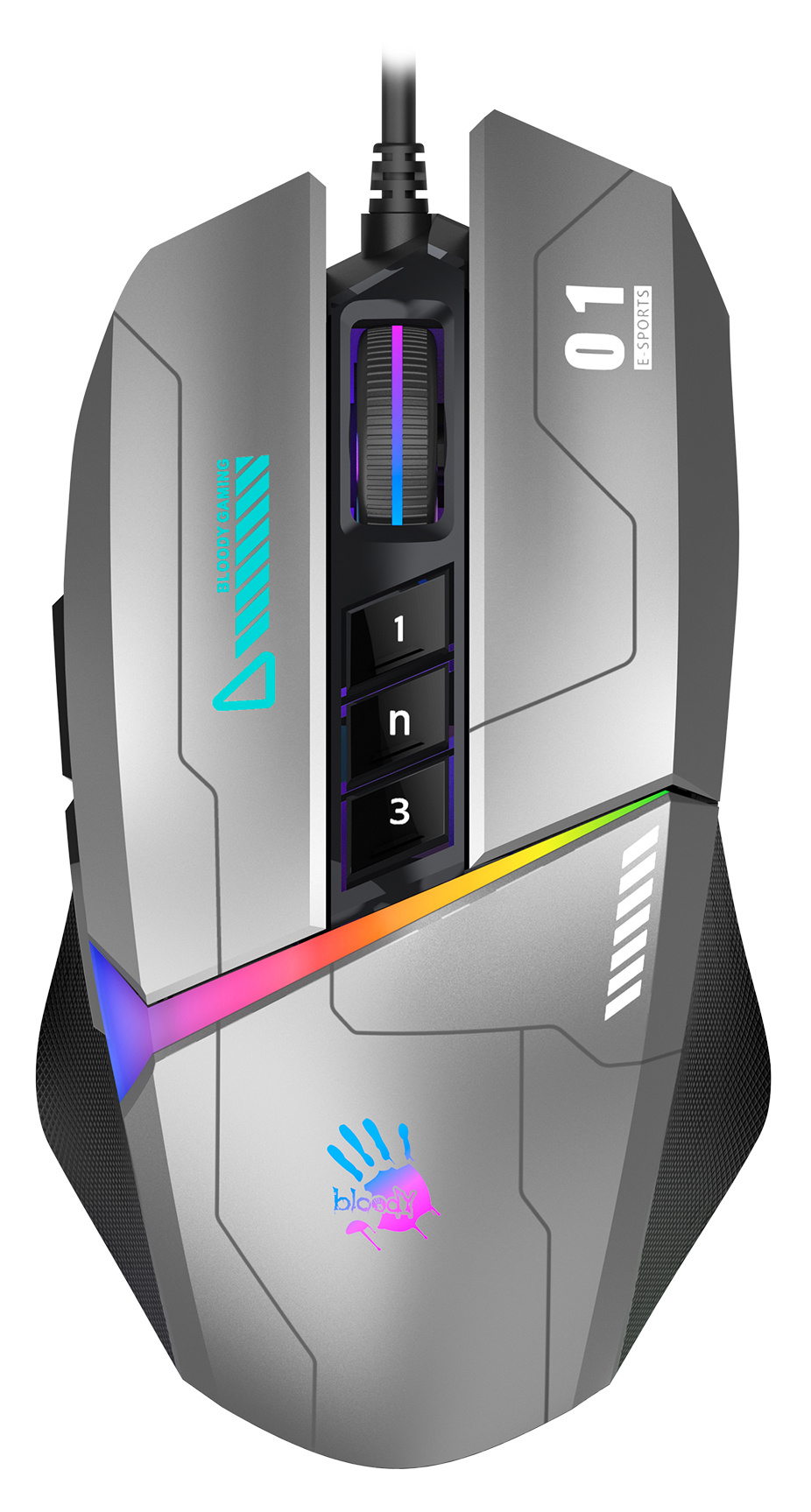 Мышь A4Tech Bloody W60 Max Gun серый/черный оптическая 10000dpi USB 10but