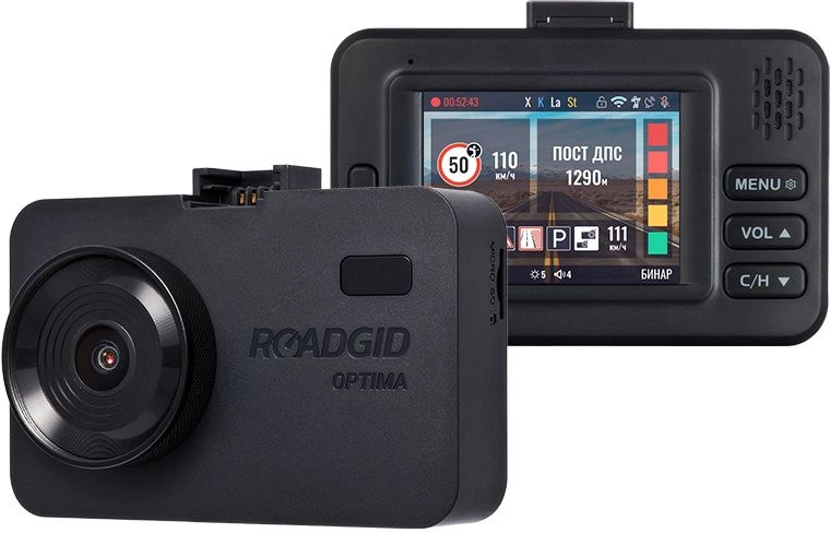 Видеорегистратор с радар-детектором Roadgid Optima GT черный 2Mpix 1080x1920 1080p 135гр. GPS MSTAR 8339