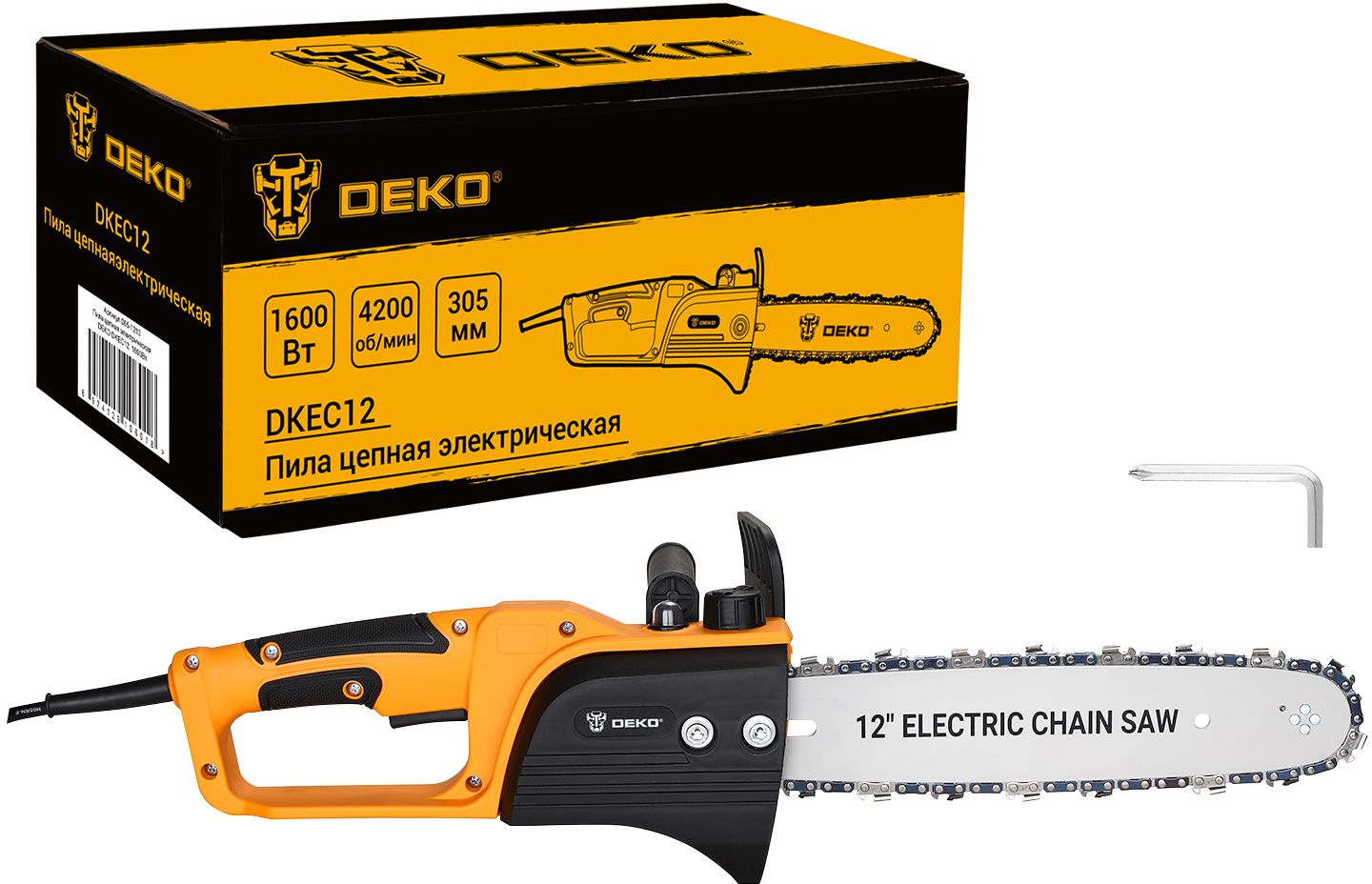 Цепная пила Deko DKEC12 от сети 1600Вт дл.шины:12" (30cm) (065-1213)