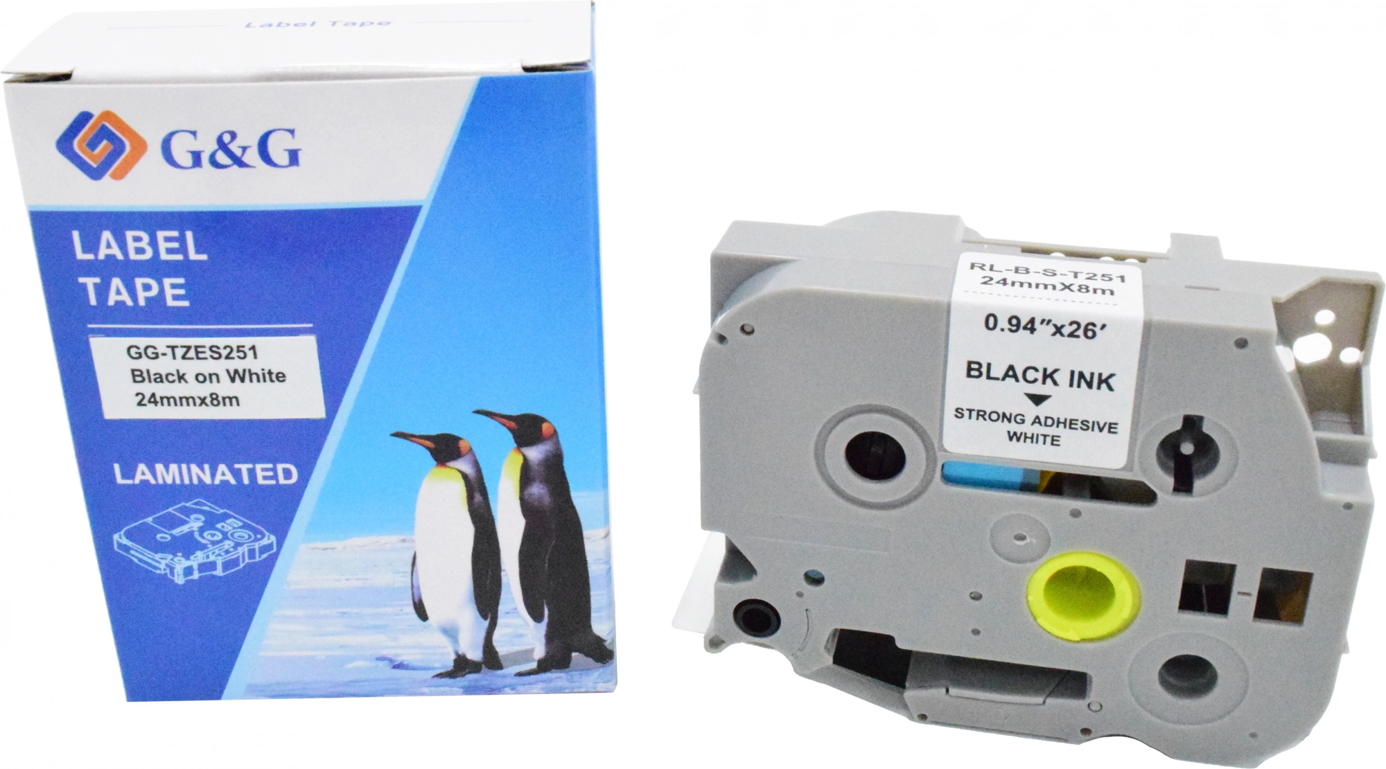 Картридж ленточный G&G GG-TZES251 черный на белом 24x8 для Brother 1010/1280/1280VP/2700VP
