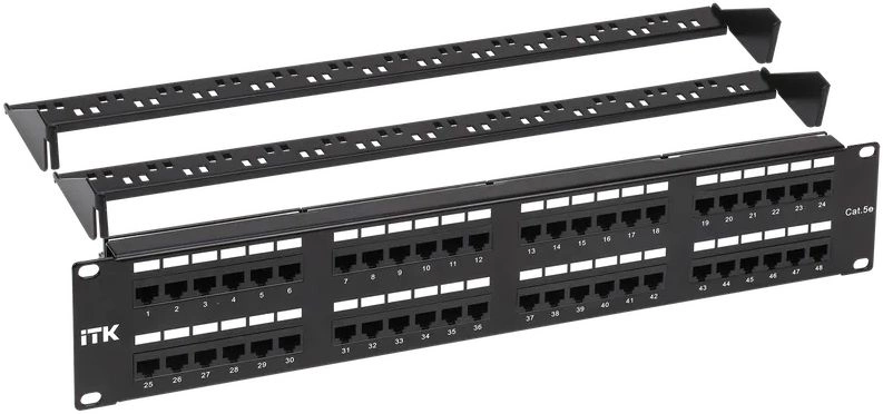 Патч-панель ITK PP48-2UC5EU-D05-1 19" 2U 48xRJ45 кат.5E UTP