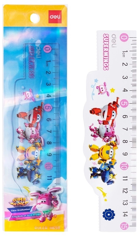 Линейка Deli EH658 Super Wings пластик дл.15см ассорти Линейка Deli EH658 Super Wings пластик дл.15см ассорти