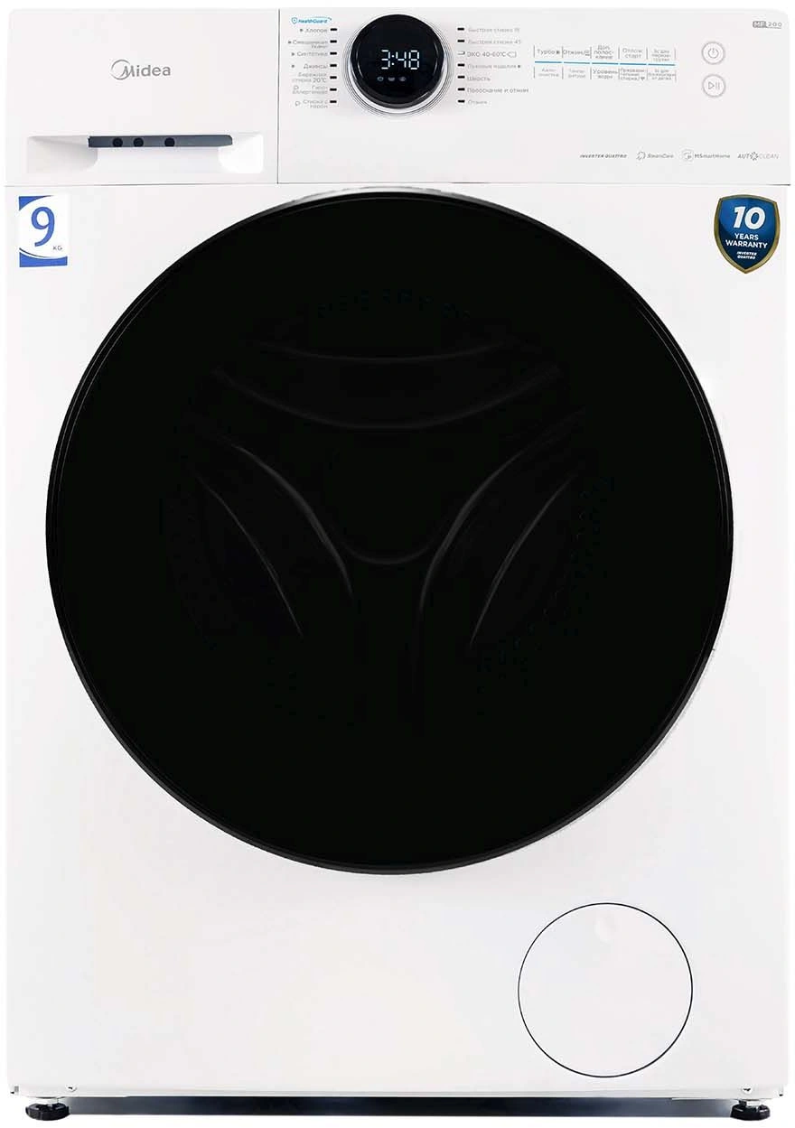Стиральная машина Midea MF200W90WBS/W-RU класс: A загр.фронтальная макс.:9кг белый инвертор
