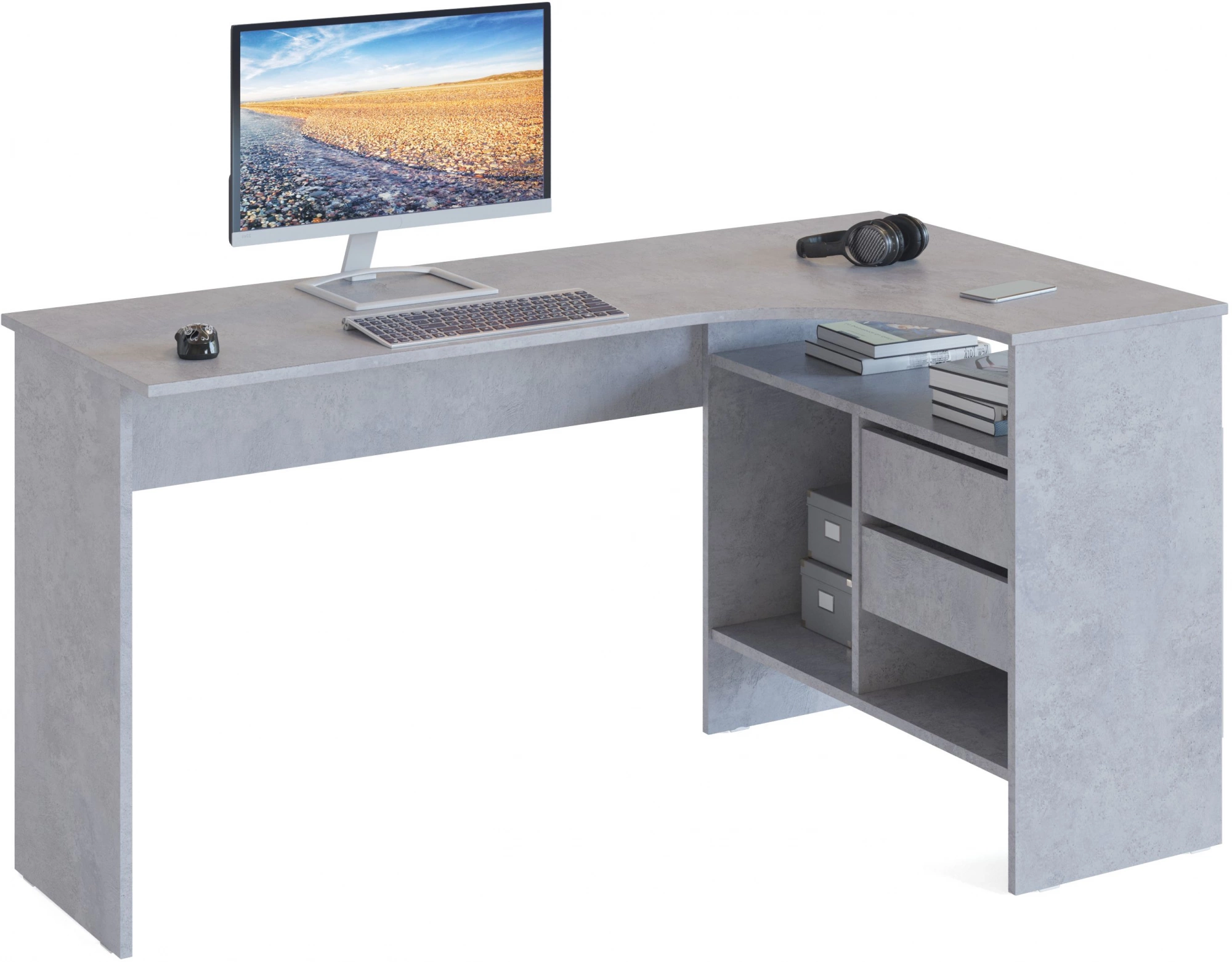 Стол для компьютера Сокол СПм-25 П столешница ЛДСП бетон 145x74x81см (00-00011531)