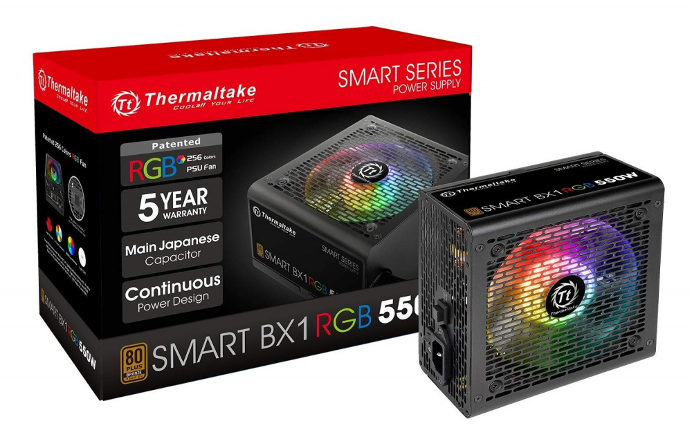 Блок питания Thermaltake ATX 550W Smart BX1 RGB 80+ bronze 24pin APFC 120mm fan color LED 6xSATA RTL
