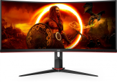 Монитор AOC 34" Gaming CU34G2XP/BK черный/красный VA LED 21:9 HDMI матовая HAS 400cd 178гр/178гр 3440x1440 180Hz FreeSync Premium DP Quad 2K (1440p) USB 8.02кг