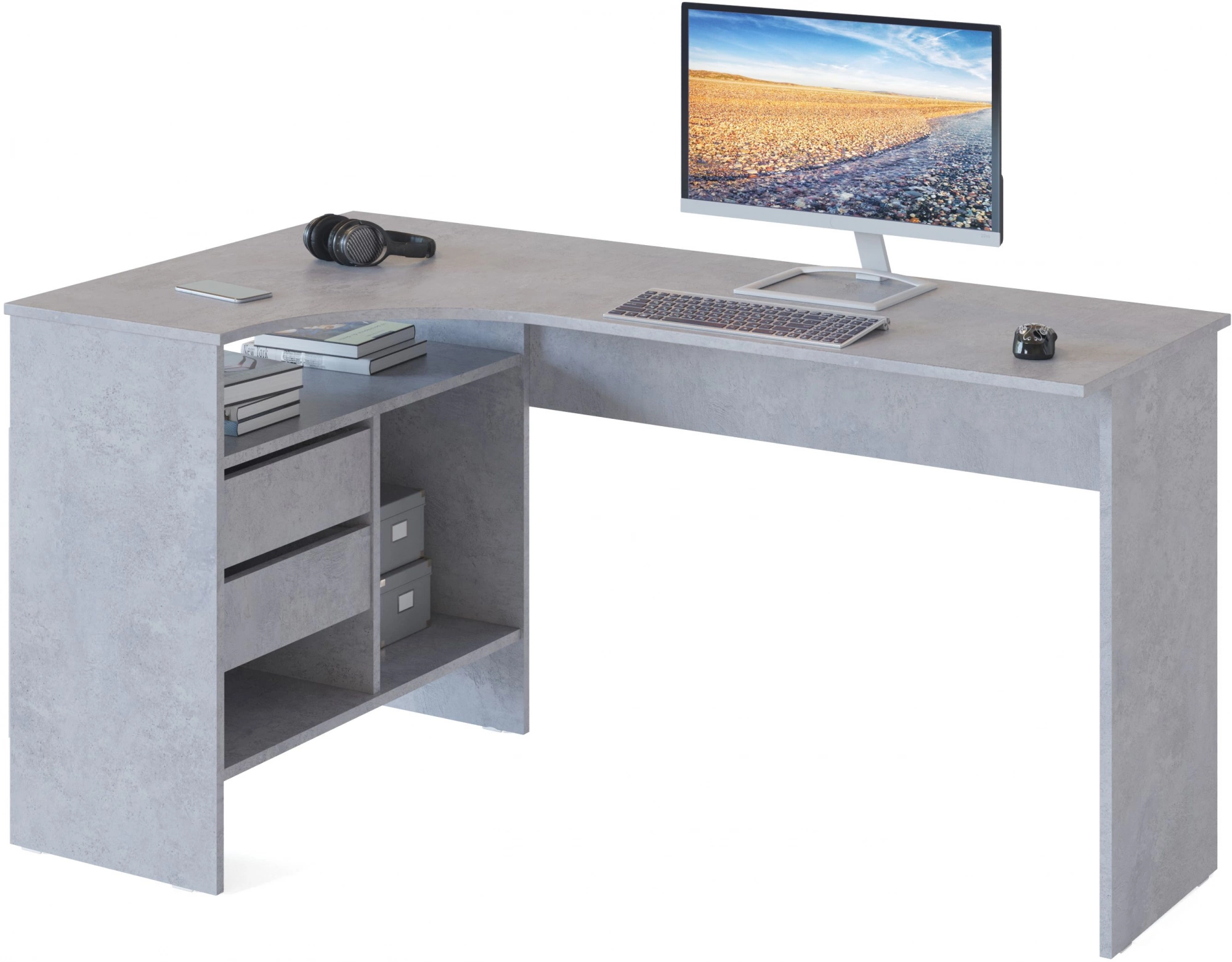 Стол для компьютера Сокол СПм-25 Л столешница ЛДСП бетон 145x74x81см (00-00011530)