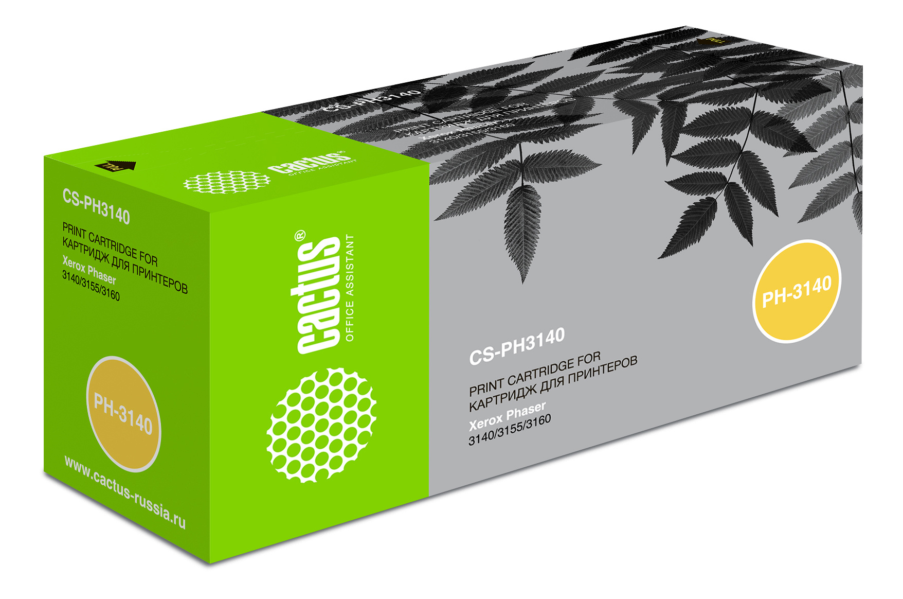 Картридж лазерный Cactus CS-PH3140 108R00908 черный (1500стр.) для Xerox Phaser 3140/3155/3160 с чипом