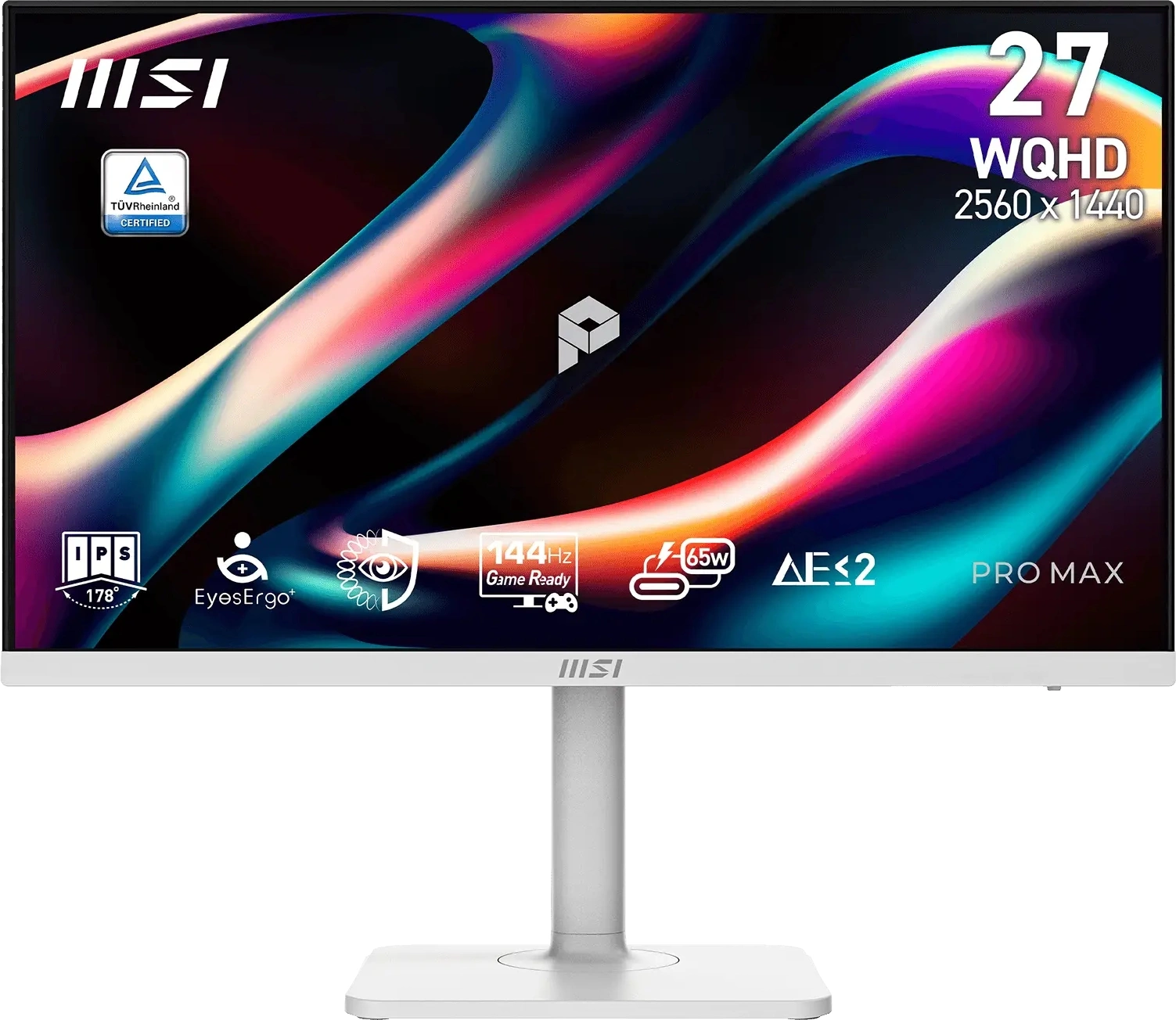 Монитор MSI 27" Pro Max 271QPHW E14 белый IPS LED 4ms 16:9 HDMI M/M матовая HAS Piv 1500:1 300cd 178гр/178гр 2560x1440 144Hz DP Quad 2K (1440p) USB 6.4кг