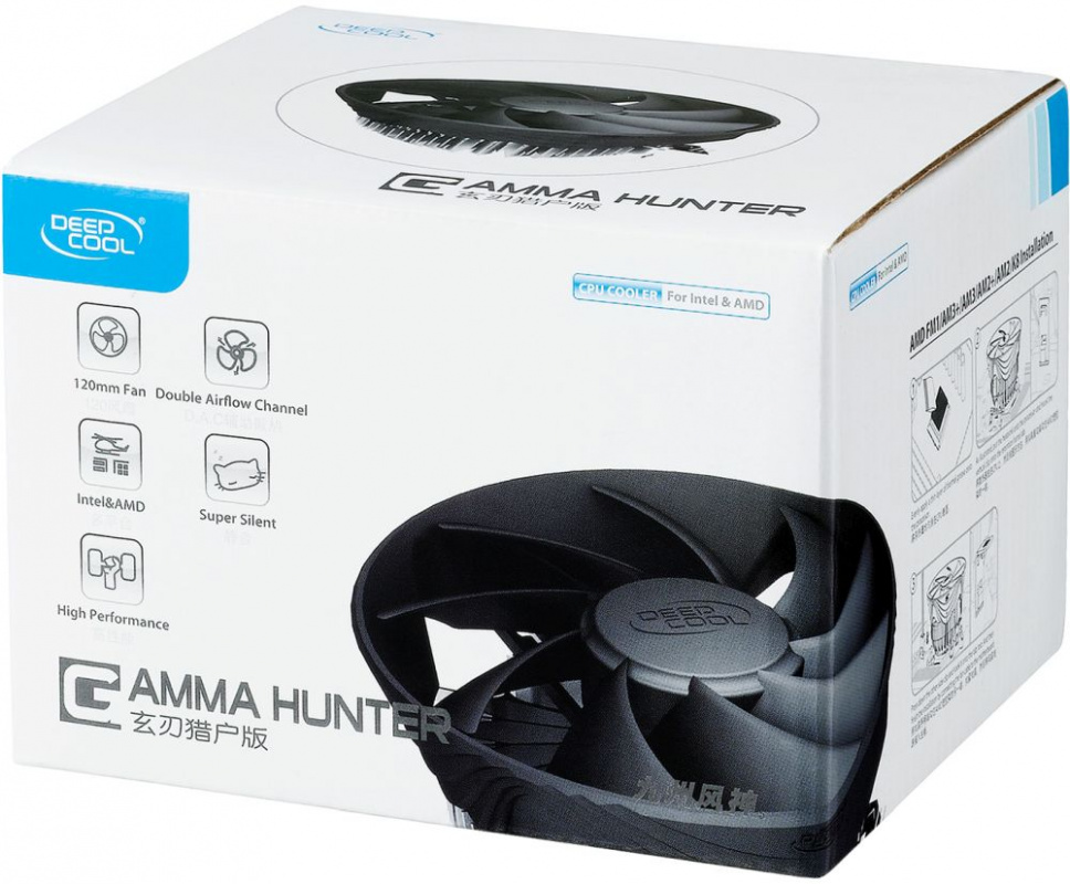 Устройство охлаждения(кулер) Deepcool Gamma Hunter Soc-AM5/AM4/1151/1200 черный 3-pin 21dB Al 95W 252gr Ret (DP-MCAL-HT)