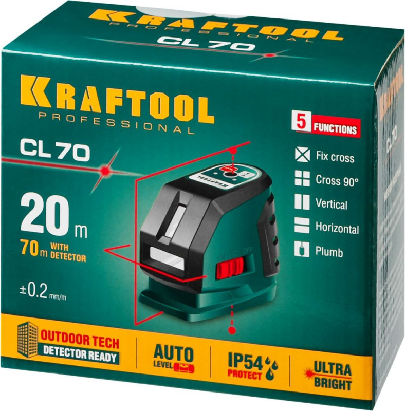 Нивелир лазерн. Kraftool 34660 цв.луч. красный 3луч.